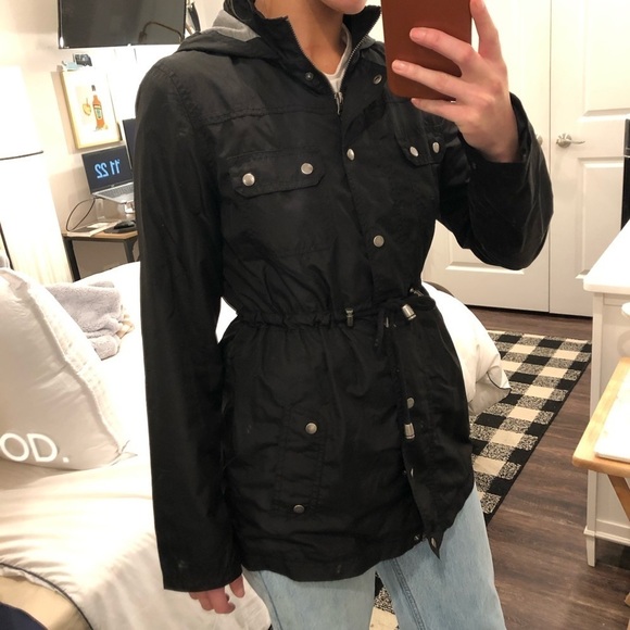 Black Utility Water-Resistant Rain Jacket - Small - Picture 3 of 10